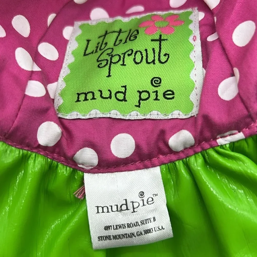 Little sprout Mud Pie infant sun hat green and pink 12-18 months